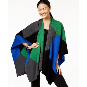 NWT Womens Size Medium Large Nordstrom Vince Camuto Colorblock Poncho Sweater